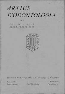 					View Vol. 4 No. 18 (1936): Arxius d'Odontologia
				